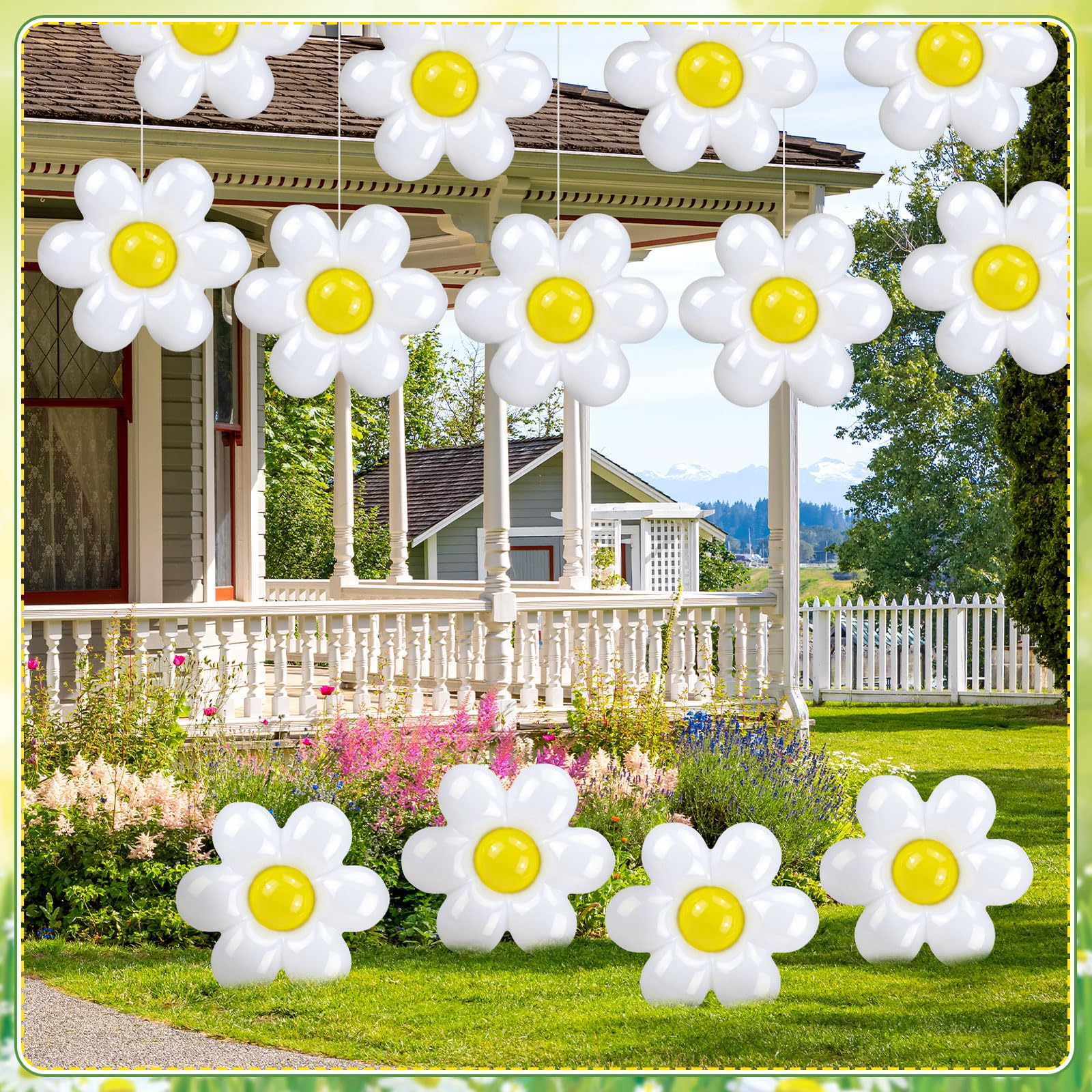 Realspring daisy inflatable hanging decor adds whimsy to gardens and patios