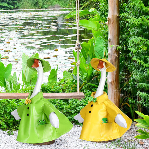 Goose outfit fits about 23 inches for reliable outdoor decoration.