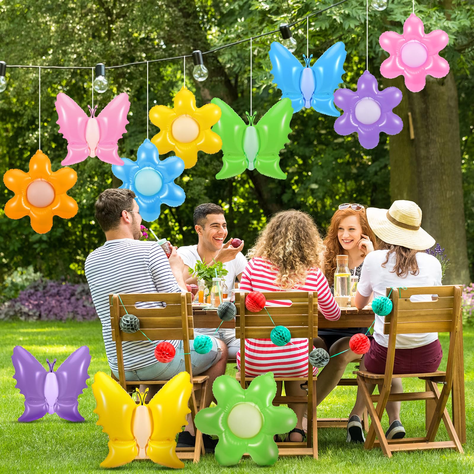 Realspring spring butterfly balloon brightens indoor or outdoor spaces.