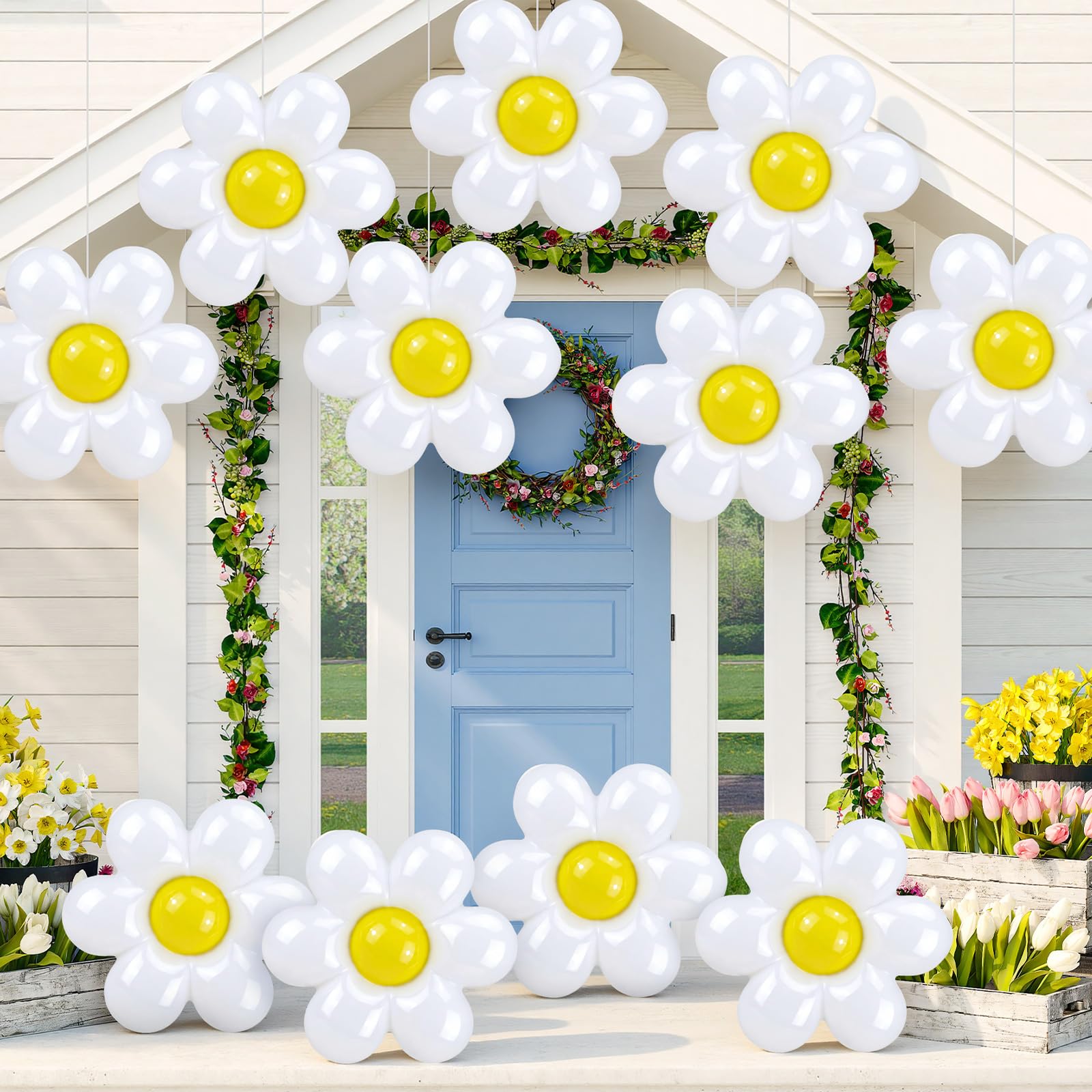 Realspring spring daisy ball inflatables brighten outdoor spaces for garden parties