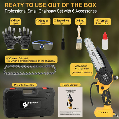 Realtopdo six-accessory kit neatly organized in a portable toolbox.