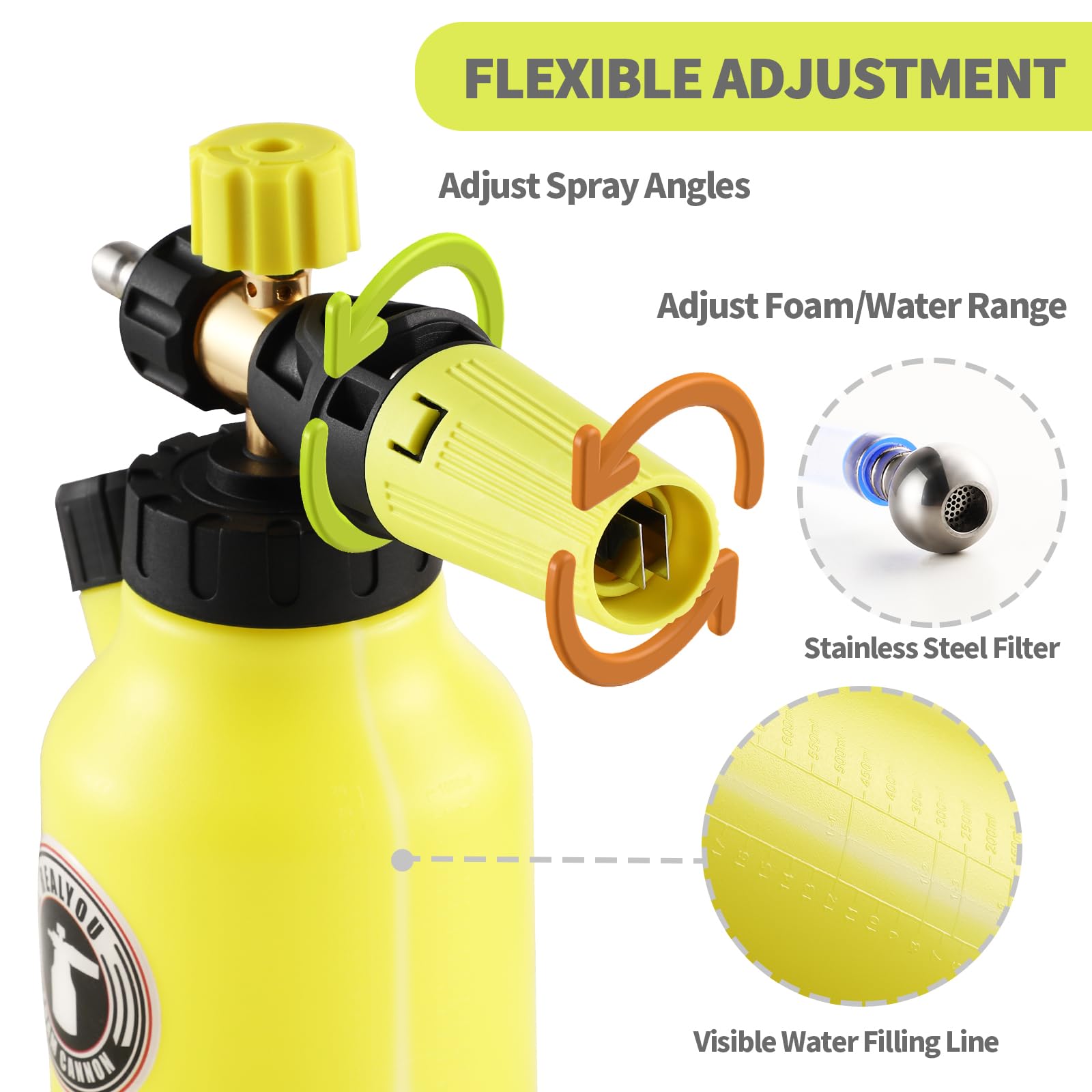 REALYOU foam cannon easy foam-dispensing for controlled cleaning