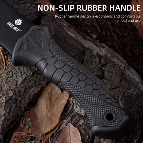 REAT Machete non-slip rubber handle provides a secure, comfortable grip.