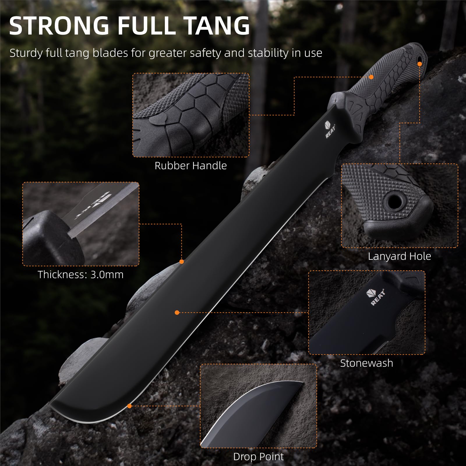 REAT Machete sheath protects the blade and enables safe storage.