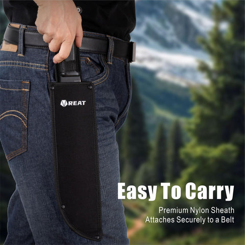 Versatile REAT machete ideal for yard work, camping, and bushcraft.