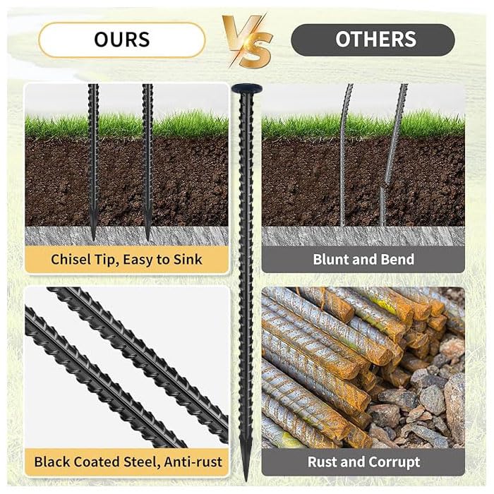 Conical bottom helps the stake embed firmly in soil, concrete, or asphalt