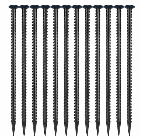 16 inch rebar stake with top cap for secure tent anchoring.