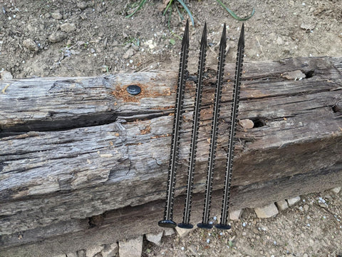 Rebar stake suitable for speed bumps and wheel stops.