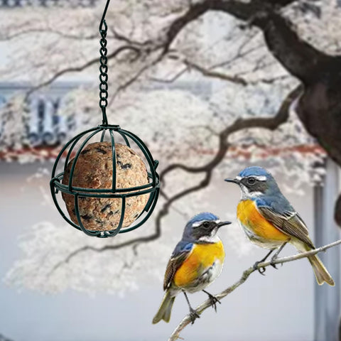 Rebecca Online ball suet feeder compact design saves space.