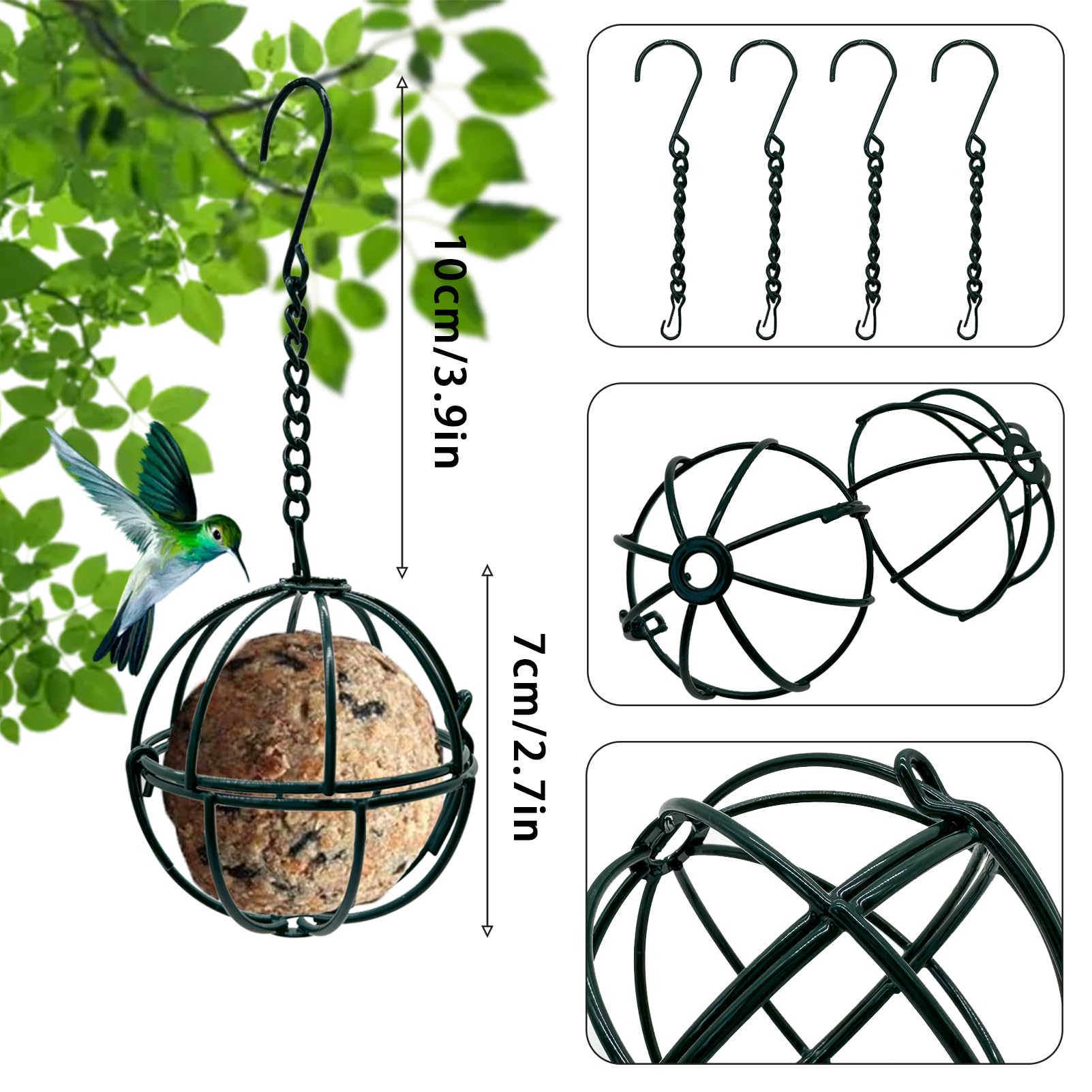 Rebecca Online ball suet feeder metal construction withstands weather.