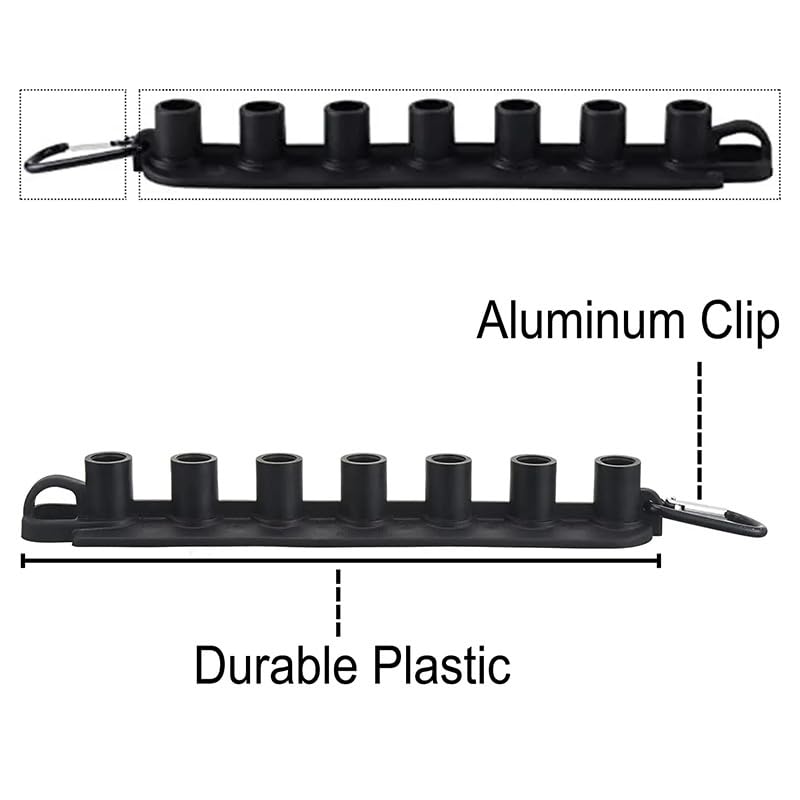 RecDec nozzle holder with seven-hole design stores tips for quick access.
