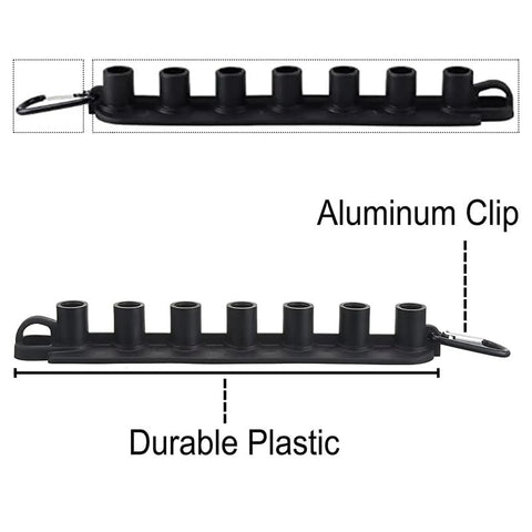 RecDec nozzle holder with seven-hole design stores tips for quick access.