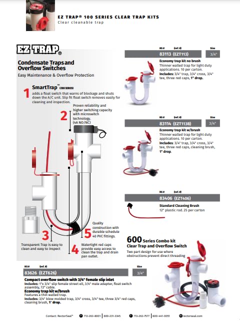 RectorSeal EZ Trap 113B schedule 40 PVC fittings provide durable joints