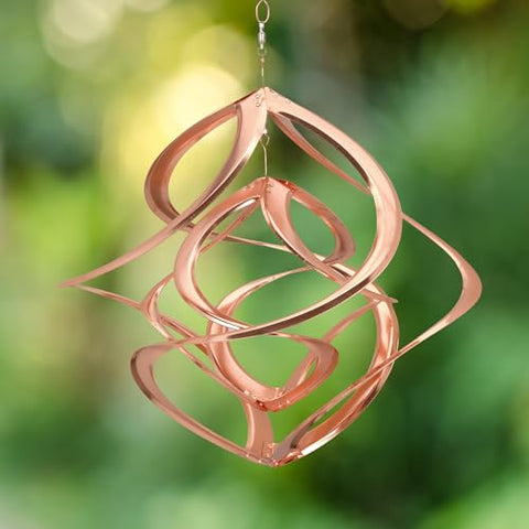 Red Carpet Studios Cosmix Copper Double Wind Sculpture center prism crystal sparkling in sun