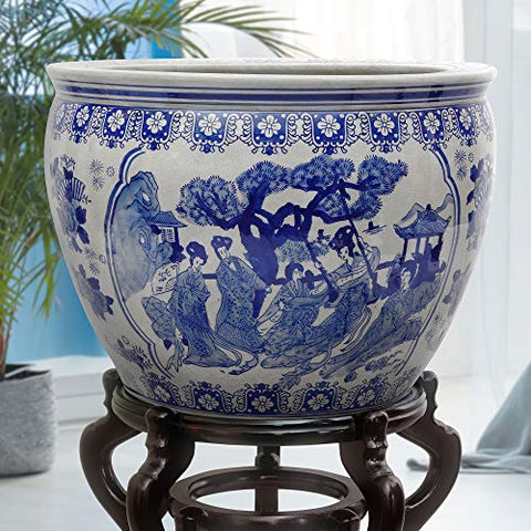 Red Lantern ceramic fishbowl planter with 9.25-inch opening for plants.