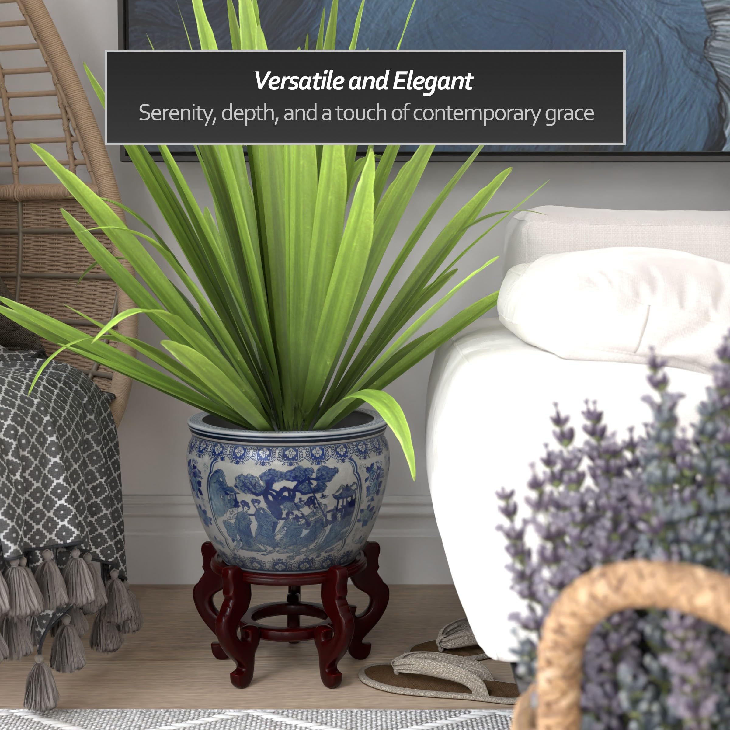 Red Lantern Ming dynasty style porcelain planter adds refined charm to any room.