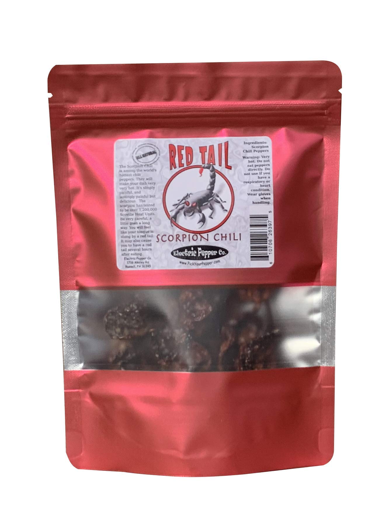 Red Tail Trinidad Moruga Scorpion pods in a bag closeup for bold heat.