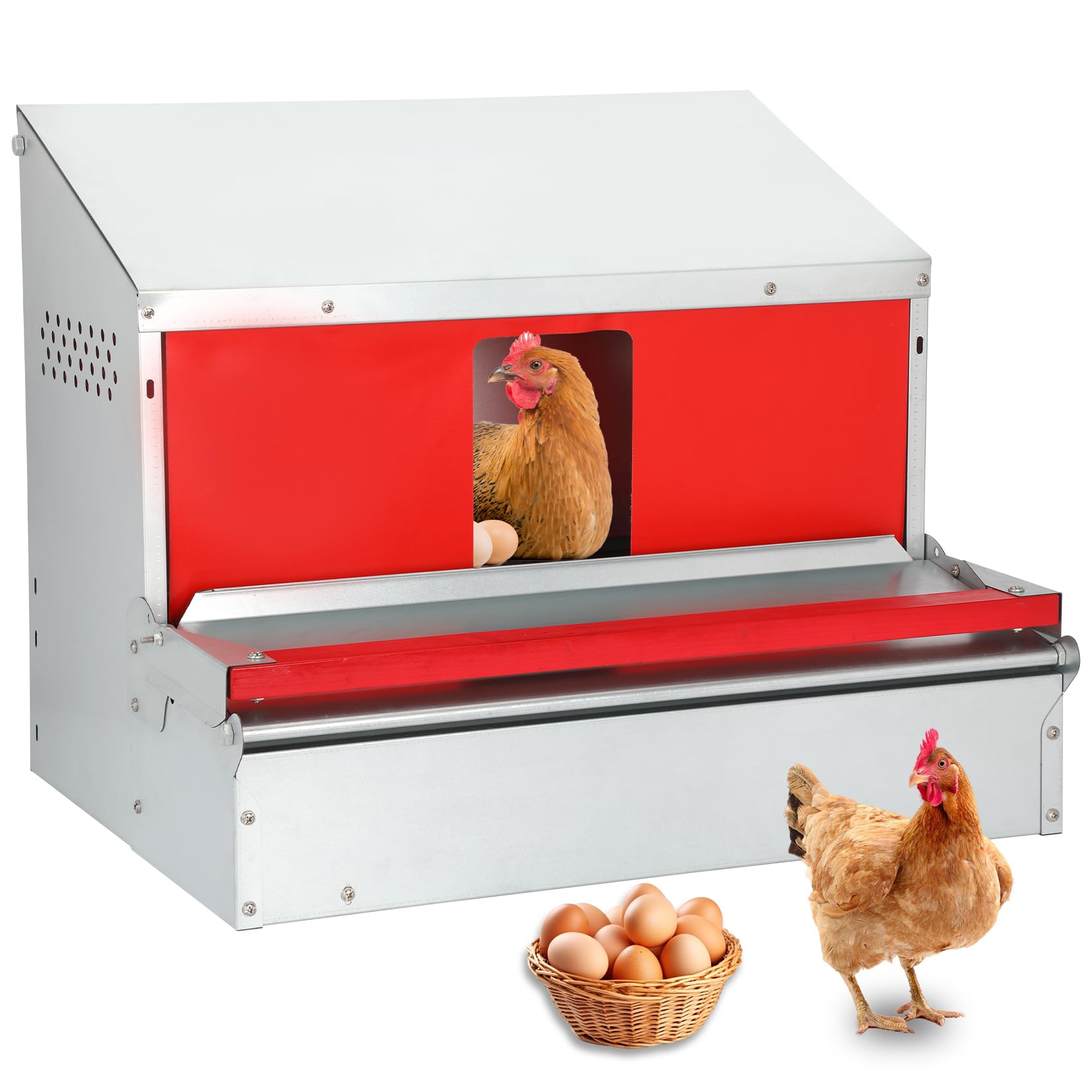 Redants chicken nesting box front view with roll-away design for easy egg collection.