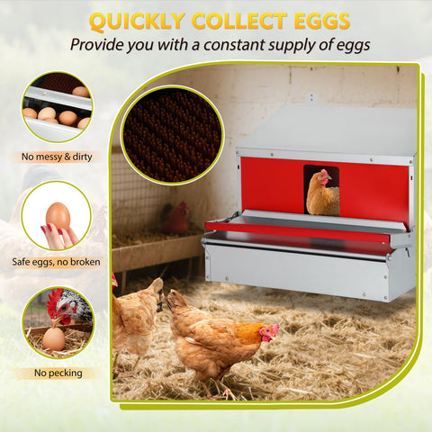 Redants red curtains attract hens and ease entry and exit from the nesting box.