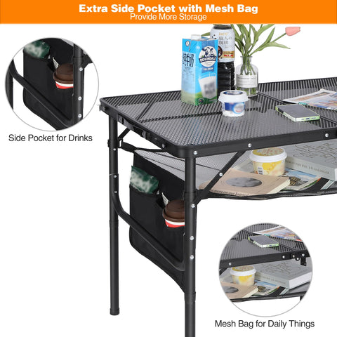 Redcamp grill table with sink basket for added prep and cleanup space.