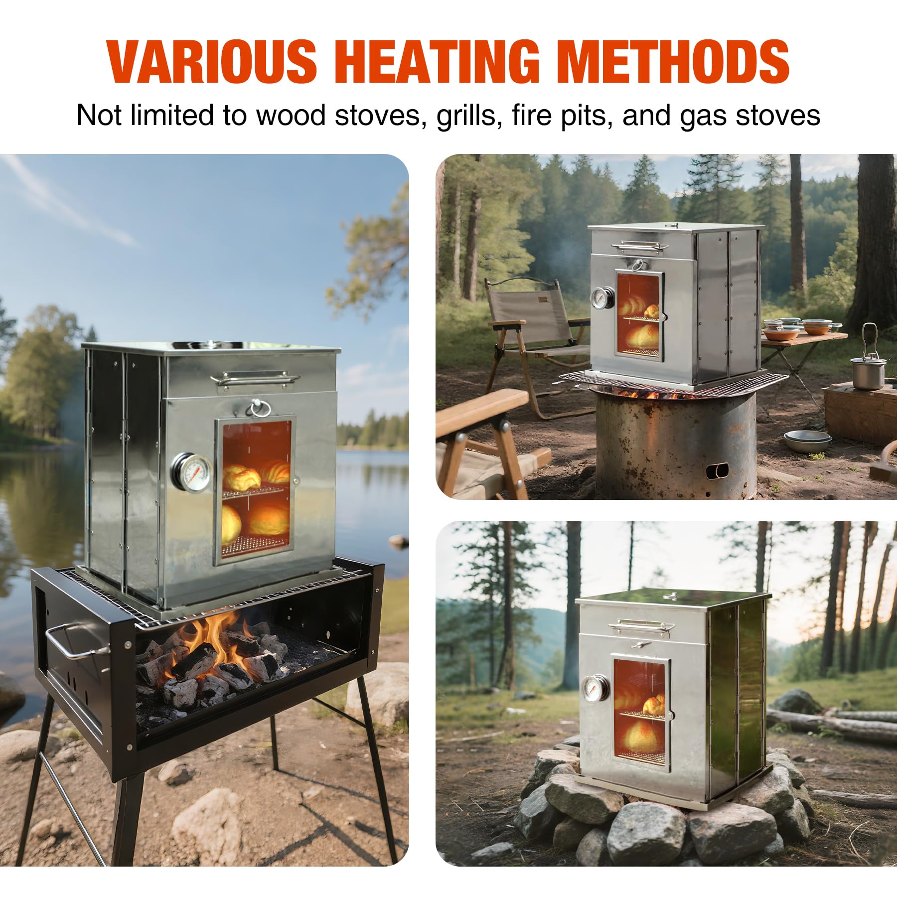 REDCAMP oven wood fire heating option delivers authentic outdoor cooking