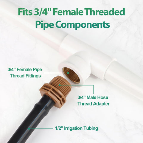 RedChili 3-4 inch MPT to barb connection enables reliable tubing attachment