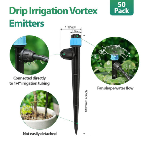 RedChili 360-degree vortex emitter on stake provides full-circle coverage