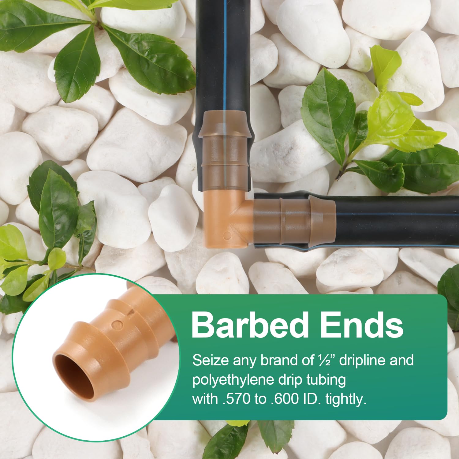 RedChili barbed elbow ends provide secure leak-free connections.