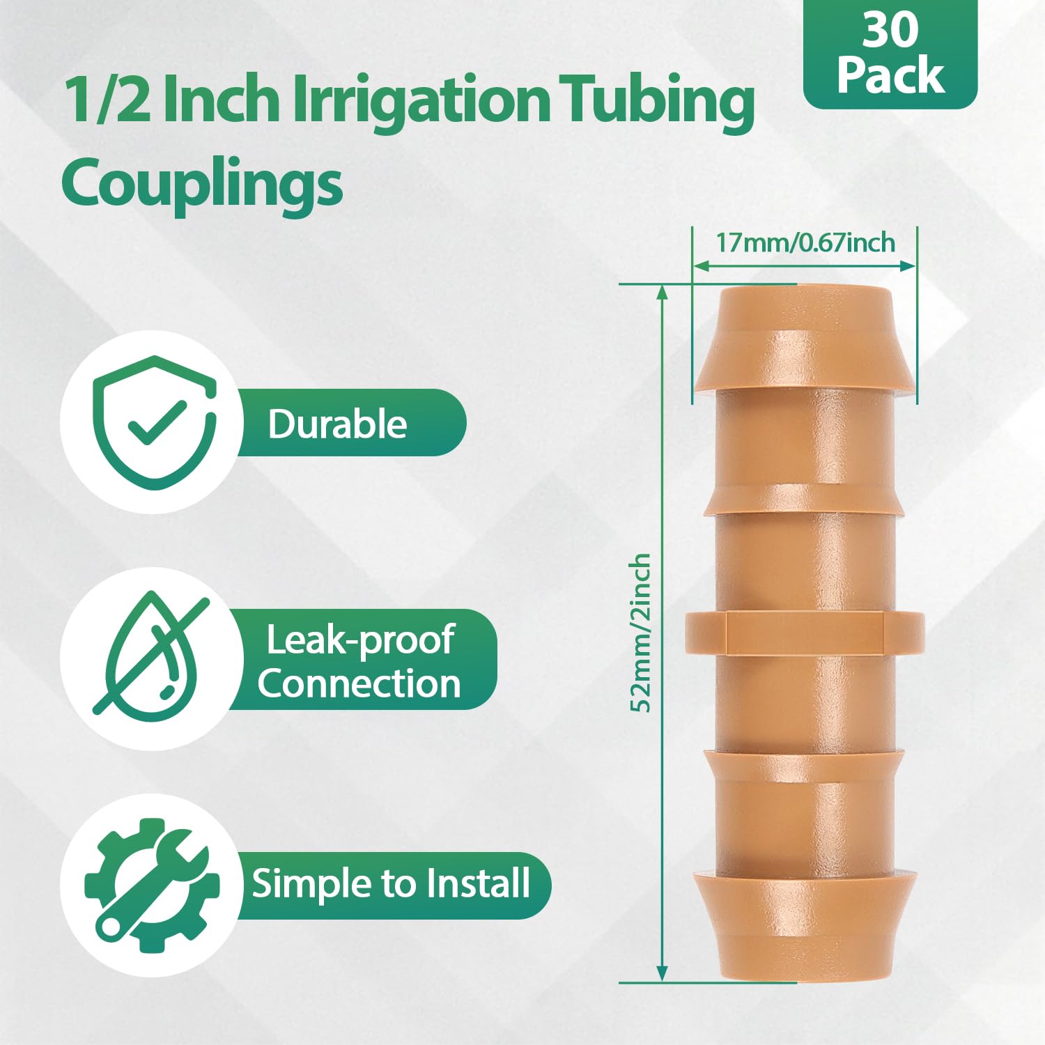 RedChili barbed irrigation coupler connectors provide quick, secure, leak-free fittings.