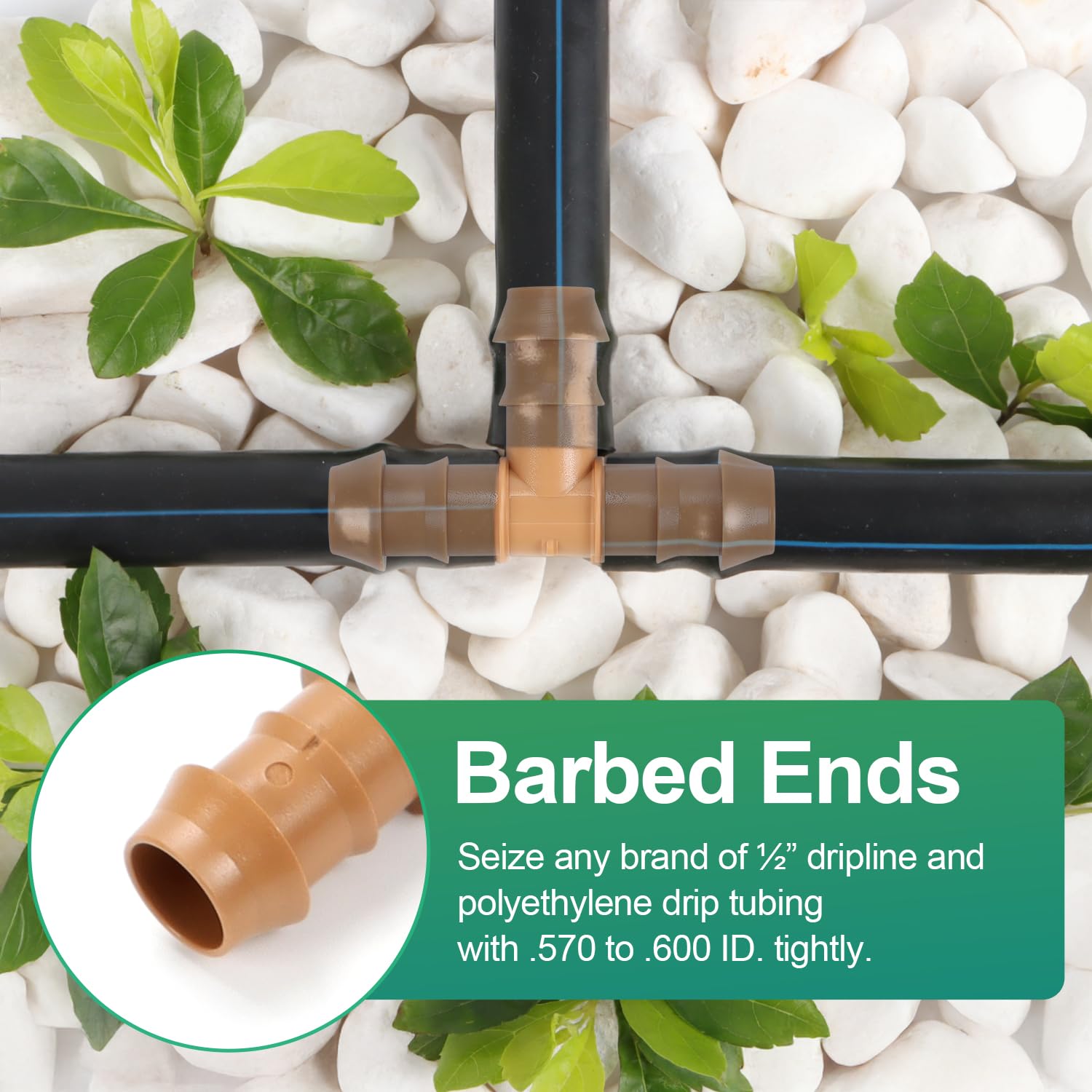 RedChili T connectors barbed for secure quick installation in gardens.