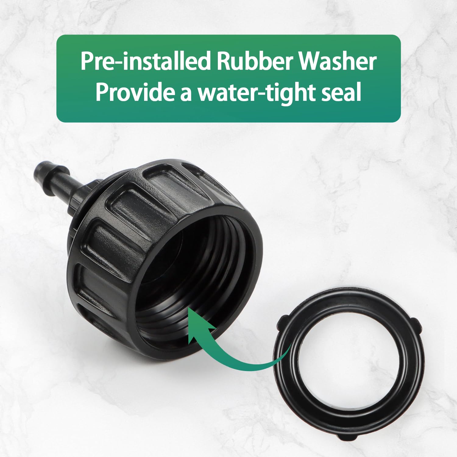 RedChili garden hose to drip tubing adapter in greenhouse setup.