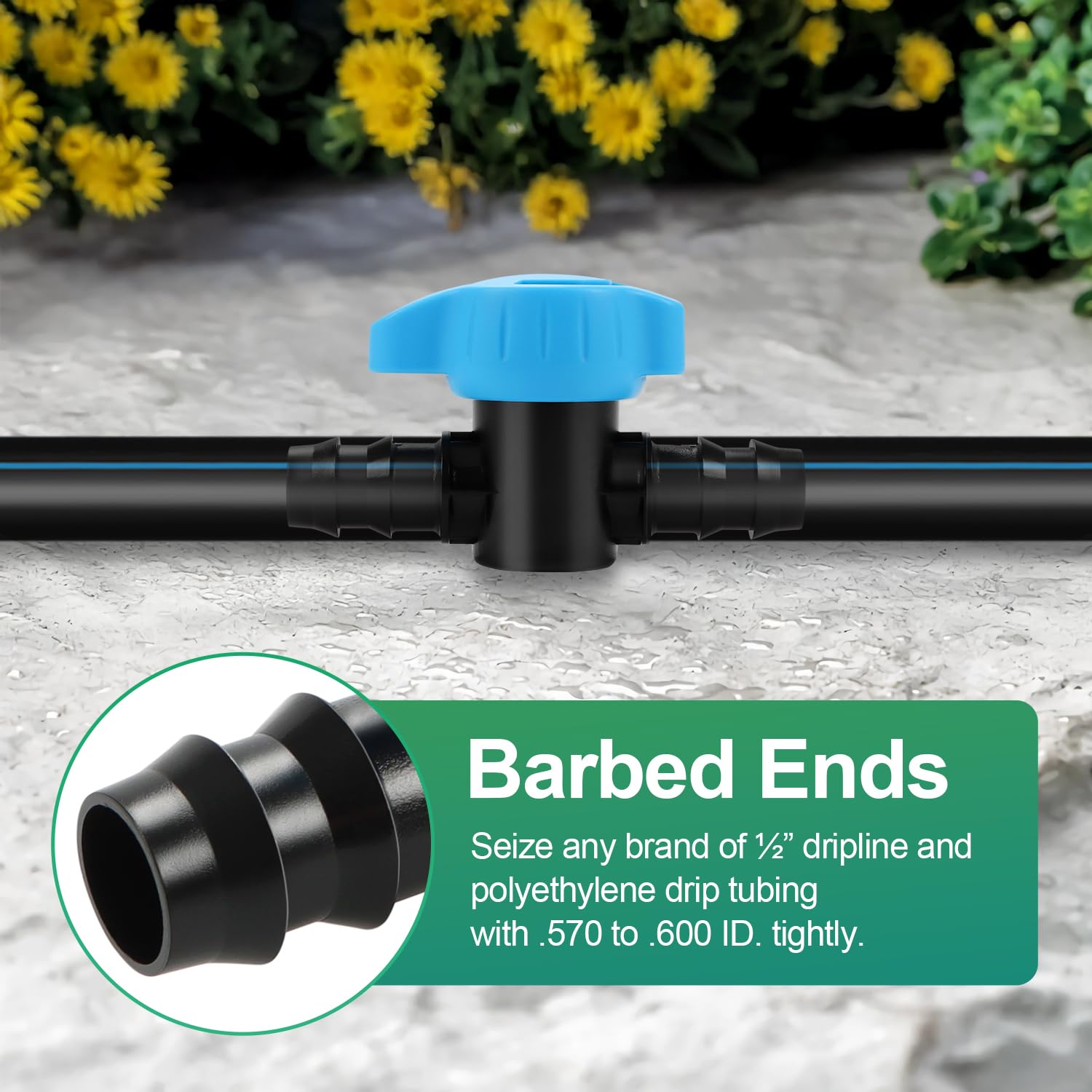 RedChili valves installed in garden setup for adjustable watering zones.