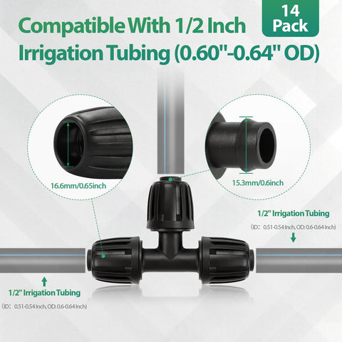RedChili half-inch tubing tee detail shows secure fit for 16 mm tubing