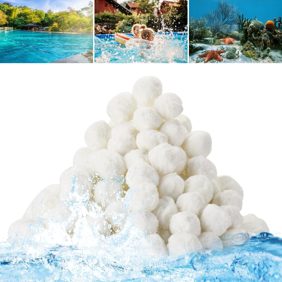 Redcoutt pool filter balls close-up showing fiber texture for filtration