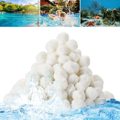 Redcoutt pool filter balls close-up showing fiber texture for filtration