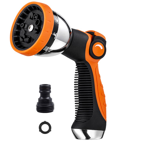 REDESS garden hose nozzle with 10 patterns for versatile watering.