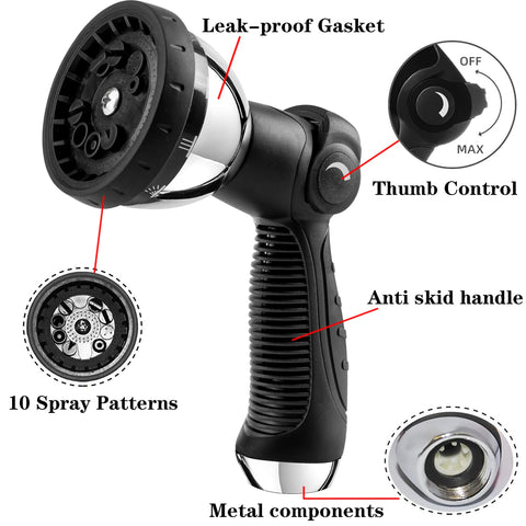 REDESS Thumb-control hose nozzle offers easy one-finger water flow control
