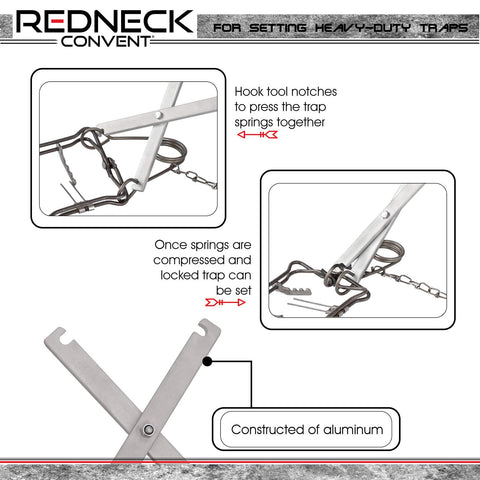 Redneck Convent RC Body Trap Set Tool opens conibear traps for safer operations.