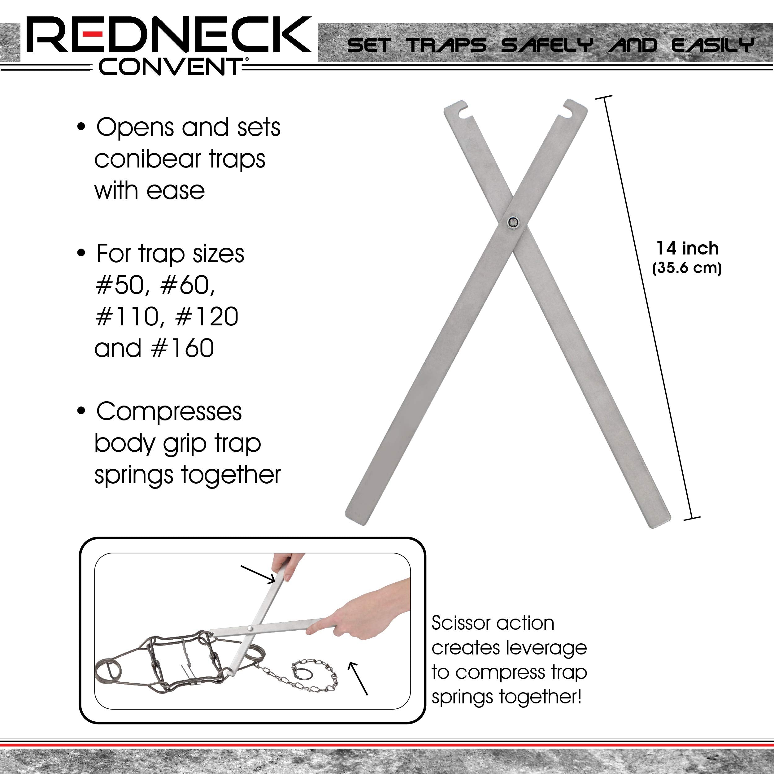 Redneck Convent RC Body Trap Set Tool compatible with traps #50-#160 for versatile setups.