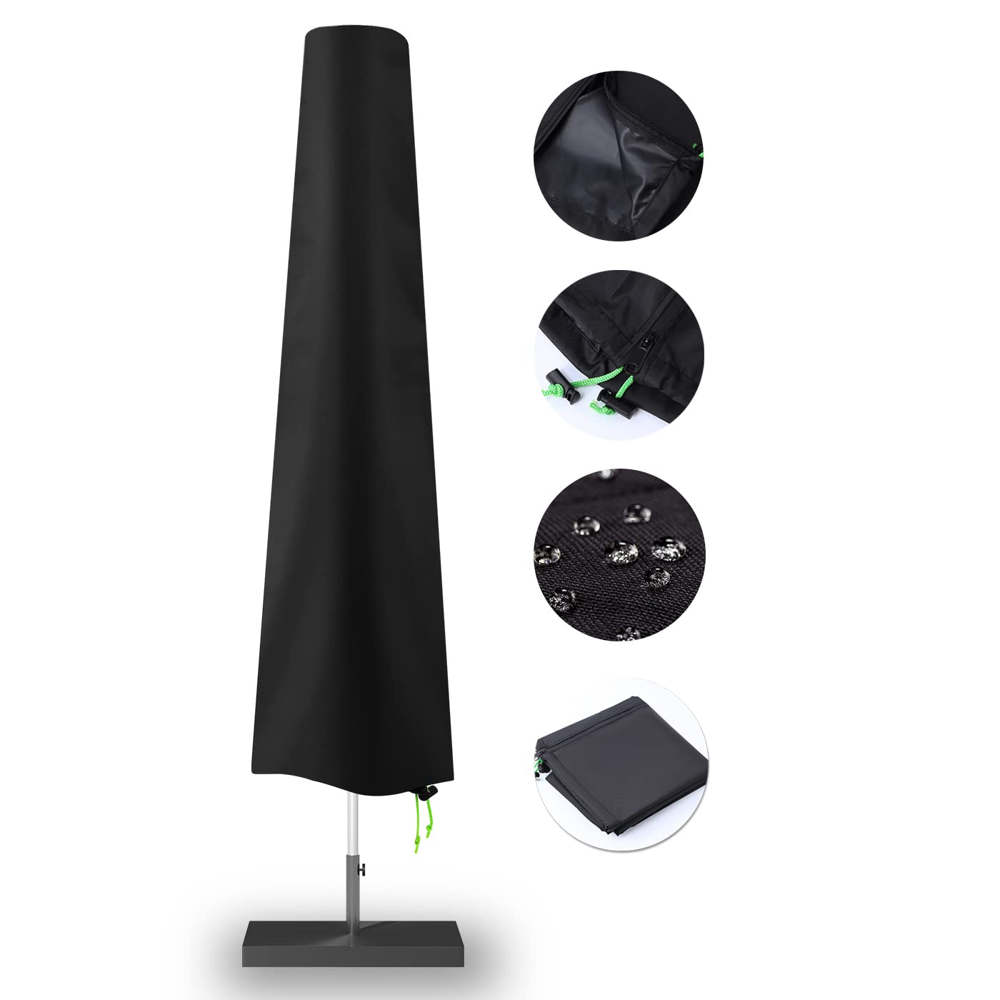 RedRICH patio umbrella cover in waterproof fabric protects an 11' umbrella from rain.