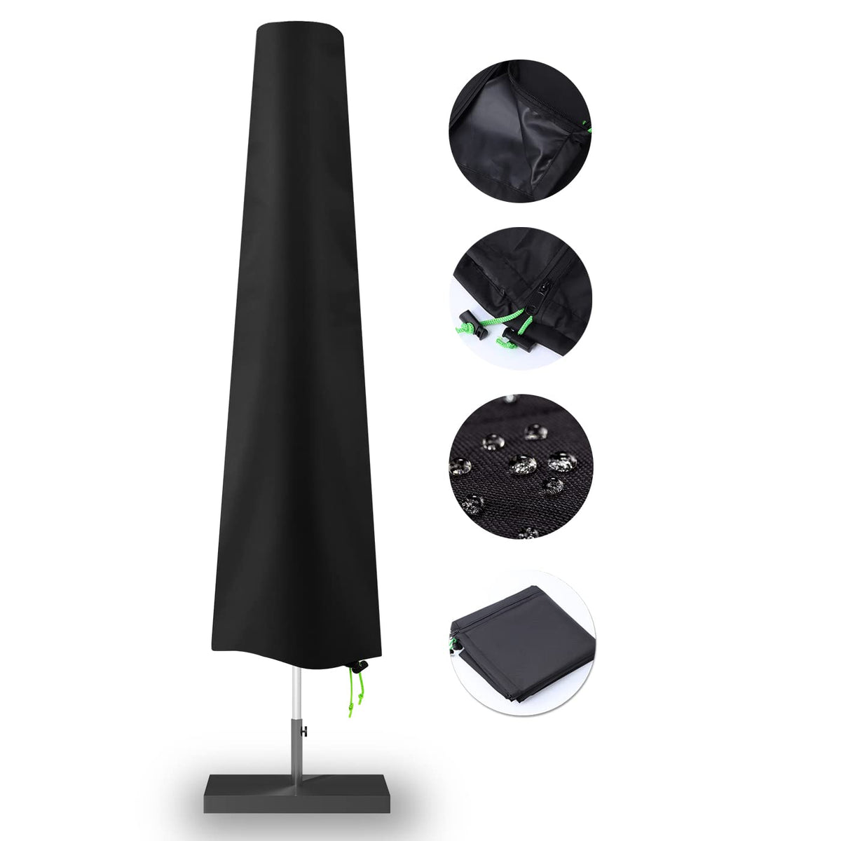 RedRICH patio umbrella cover in waterproof fabric protects an 11' umbrella from rain.