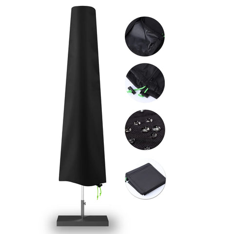 RedRICH patio umbrella cover in waterproof fabric protects an 11' umbrella from rain.