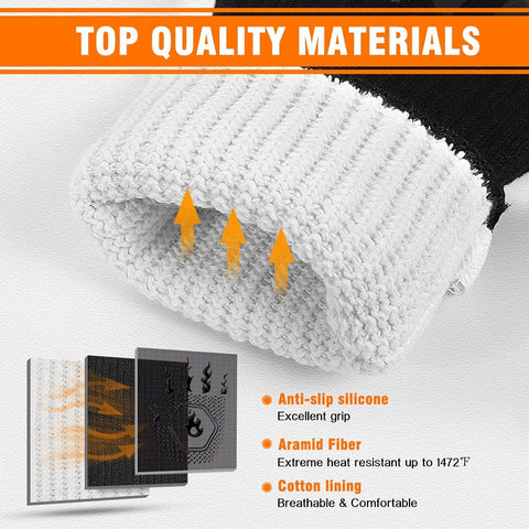 Redriver HAMITOR gloves 14-inch length shields wrists during hot cooking.