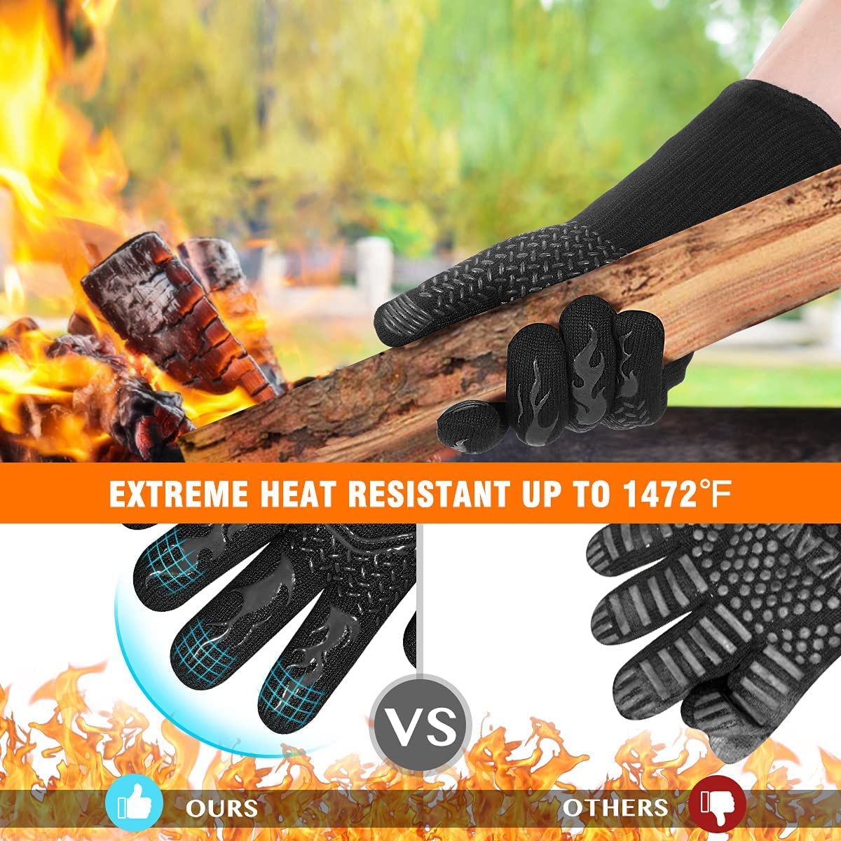 Redriver HAMITOR gloves with silicone coating provide non-slip grip for pans.