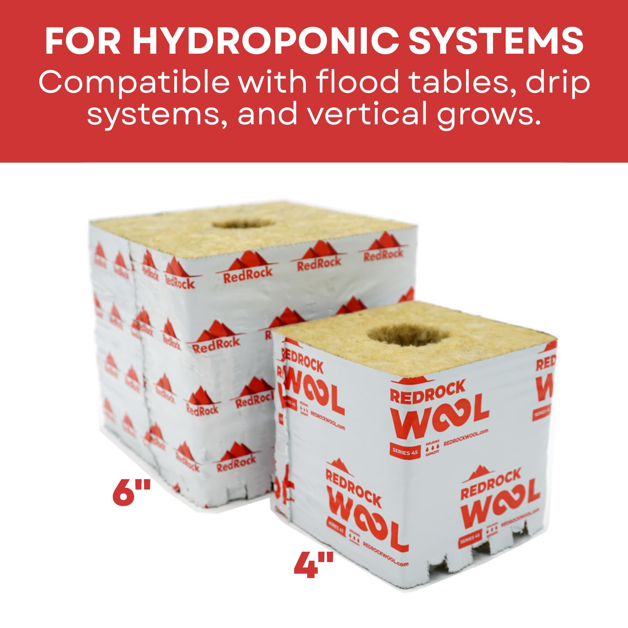 Twin Canaries Redrock 4x4 rockwool cube in hydroponics setup, moisture balance
