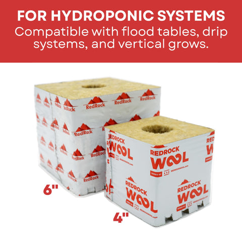 Twin Canaries Redrock 4x4 rockwool cube in hydroponics setup, moisture balance