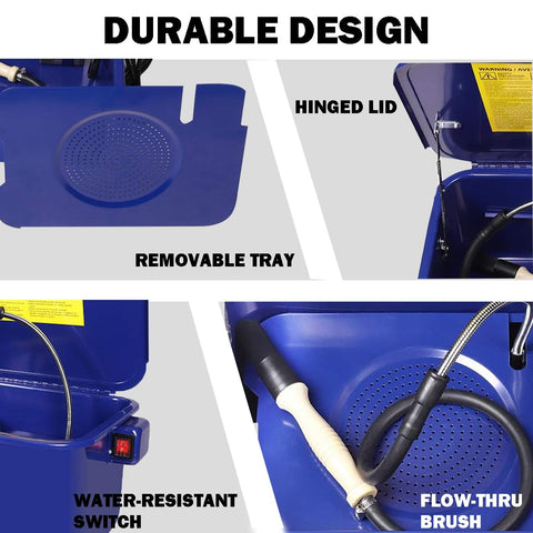 RedSun parts washer top detail features an efficient rotating nozzle for thorough cleaning.