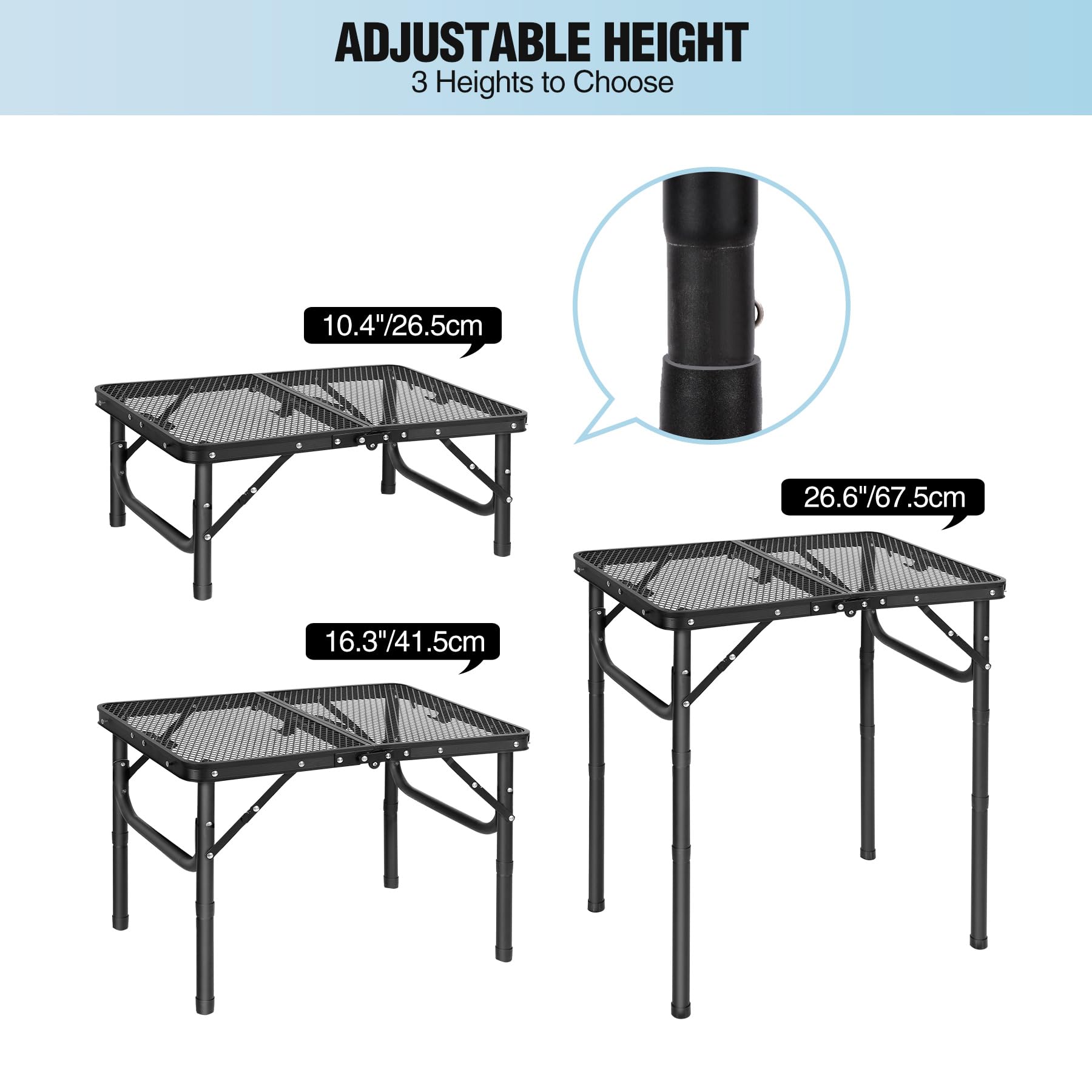 RedSwing portable camping table sets up fast beside campfire