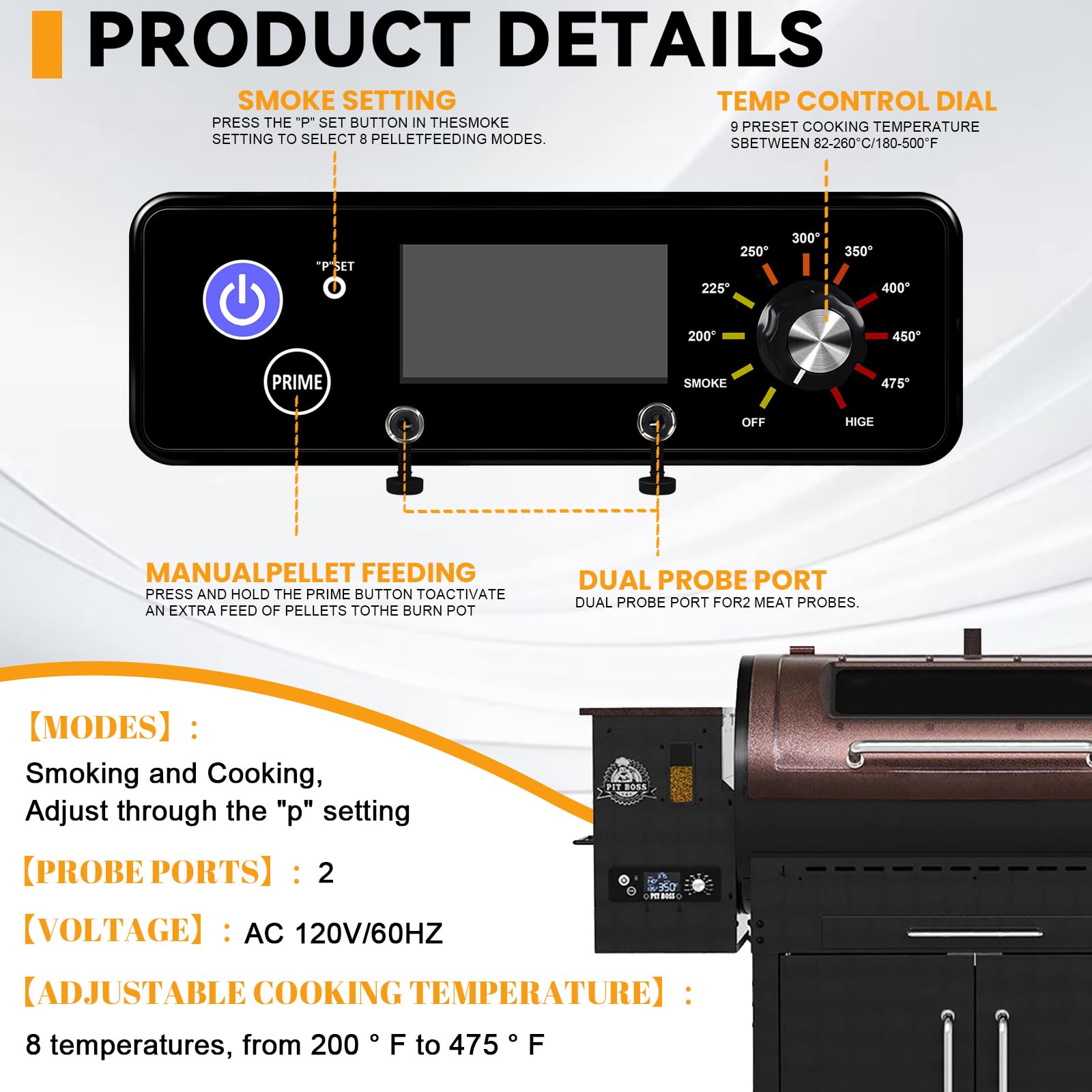 REEPLAR AC03P9 compatible with Pit Boss models for flexible grilling options