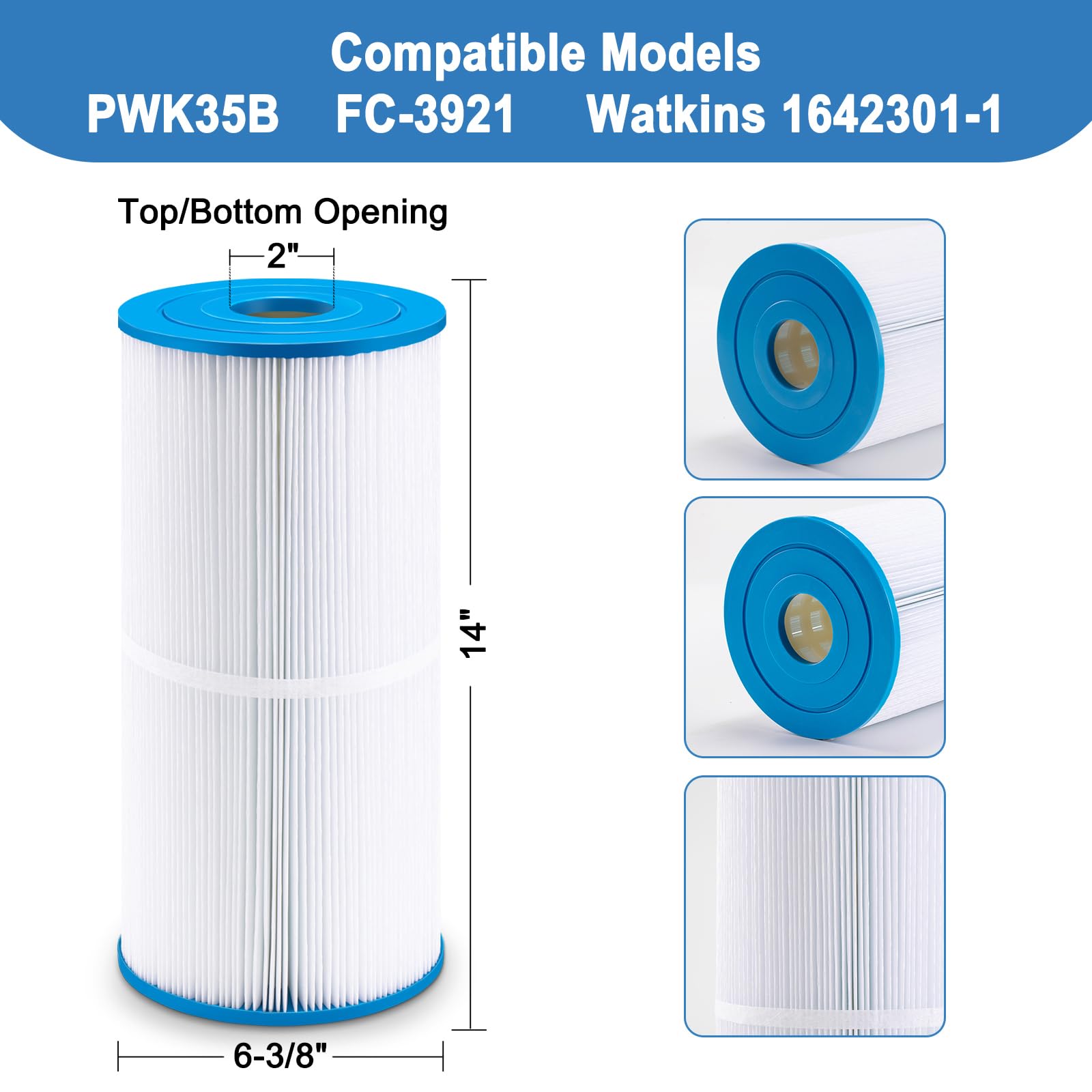REEPLAR PWK35B cartridge closeup shows sturdy construction for durable spa filtering.